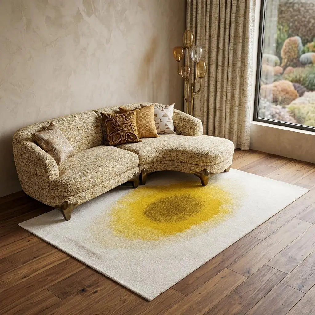 8' X 11' Gold And White Abstract Washable Area Rug With UV Protection Homeroots Home Decor