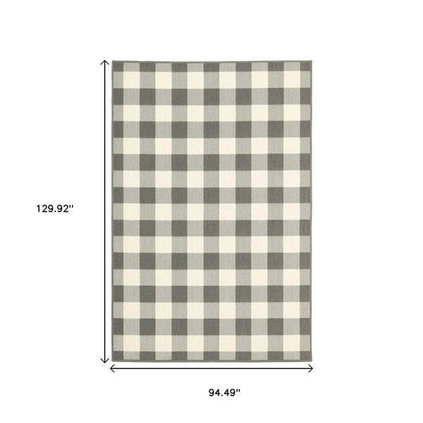 8' X 11' Gray And Ivory Indoor Outdoor Area Rug Homeroots Outdoor