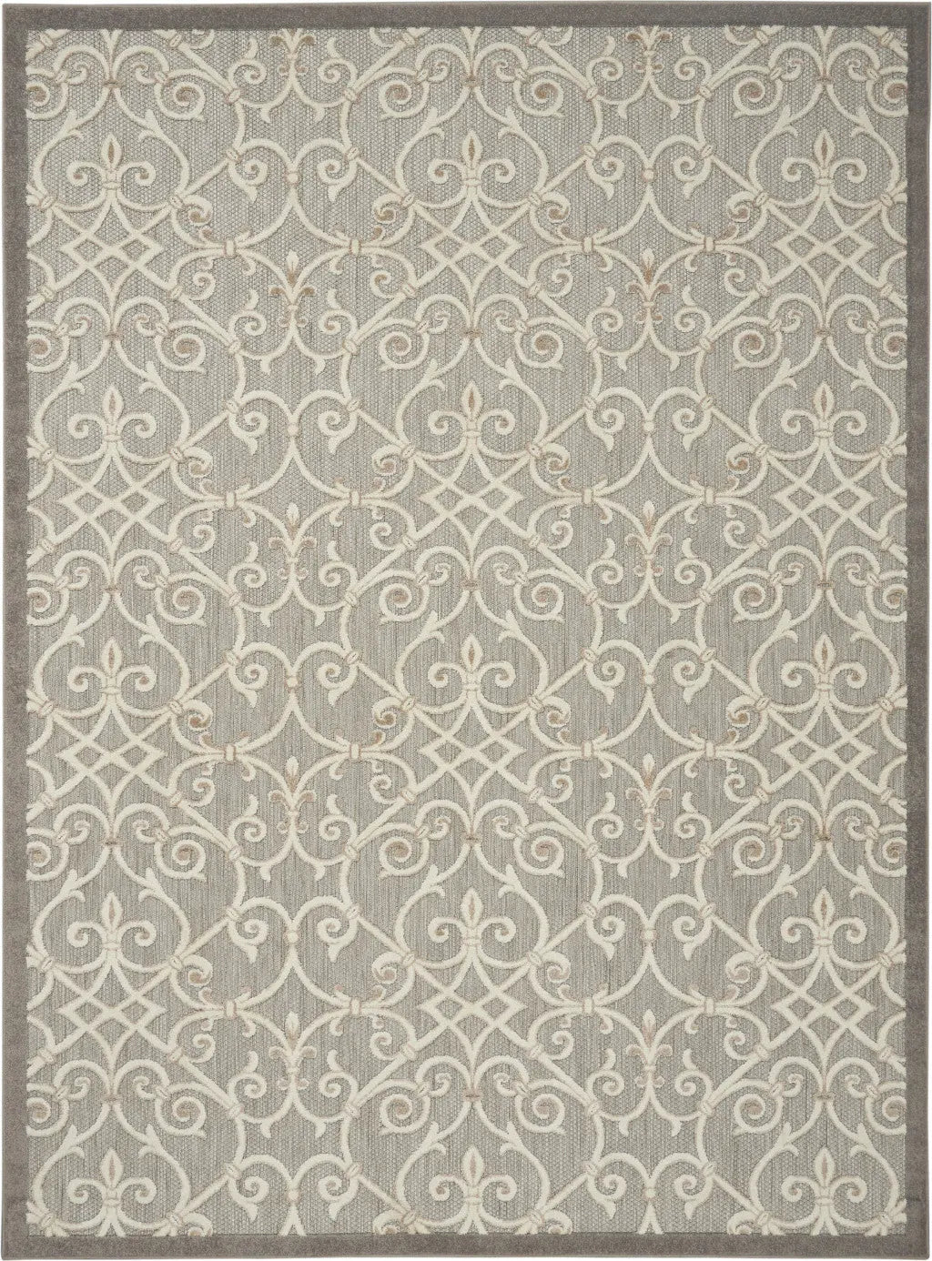 8' X 11' Gray And Ivory Indoor Outdoor Area Rug Homeroots Outdoor