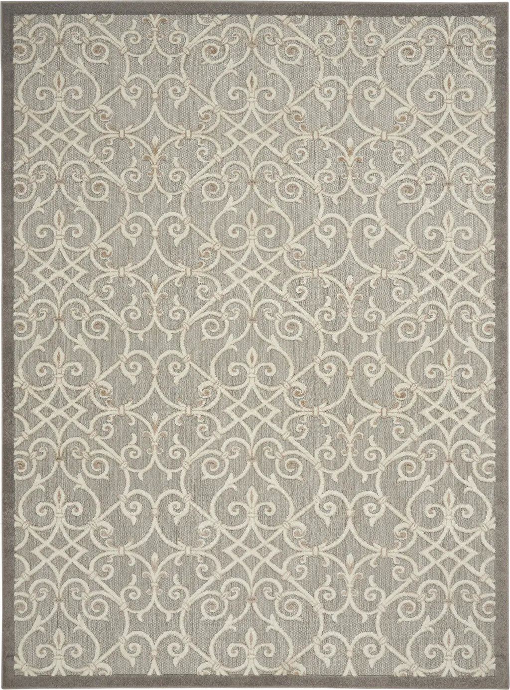 8' X 11' Gray And Ivory Indoor Outdoor Area Rug Homeroots Outdoor