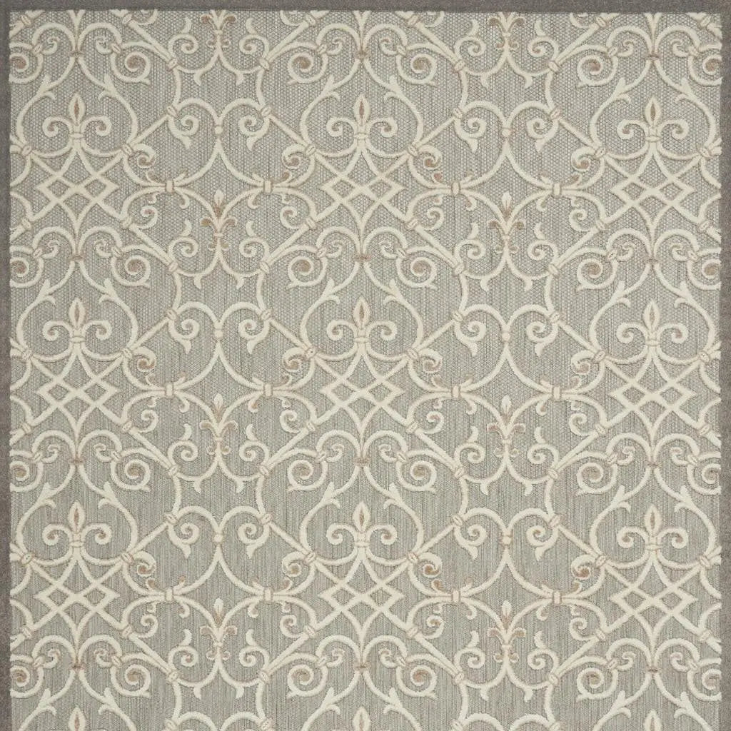 8' X 11' Gray And Ivory Indoor Outdoor Area Rug Homeroots Outdoor