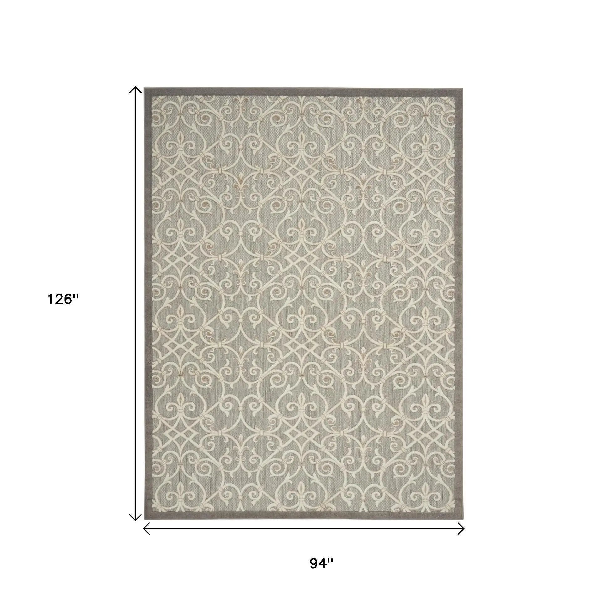 8' X 11' Gray And Ivory Indoor Outdoor Area Rug Homeroots Outdoor
