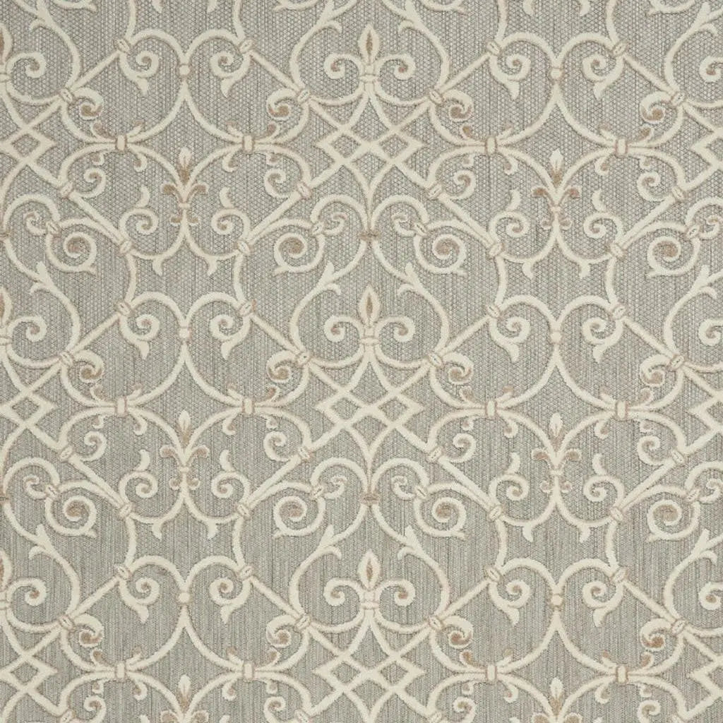 8' X 11' Gray And Ivory Indoor Outdoor Area Rug Homeroots Outdoor