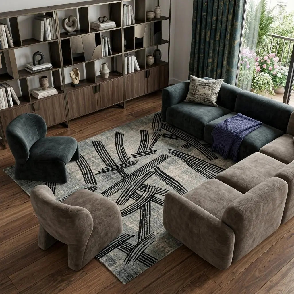 8' X 11' Gray And White Abstract Washable Area Rug With UV Protection Homeroots Home Decor