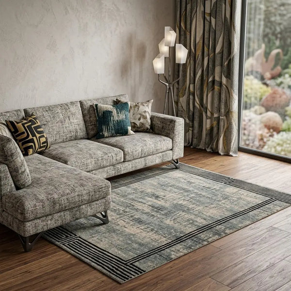 8' X 11' Gray And White Abstract Washable Area Rug With UV Protection Homeroots Home Decor