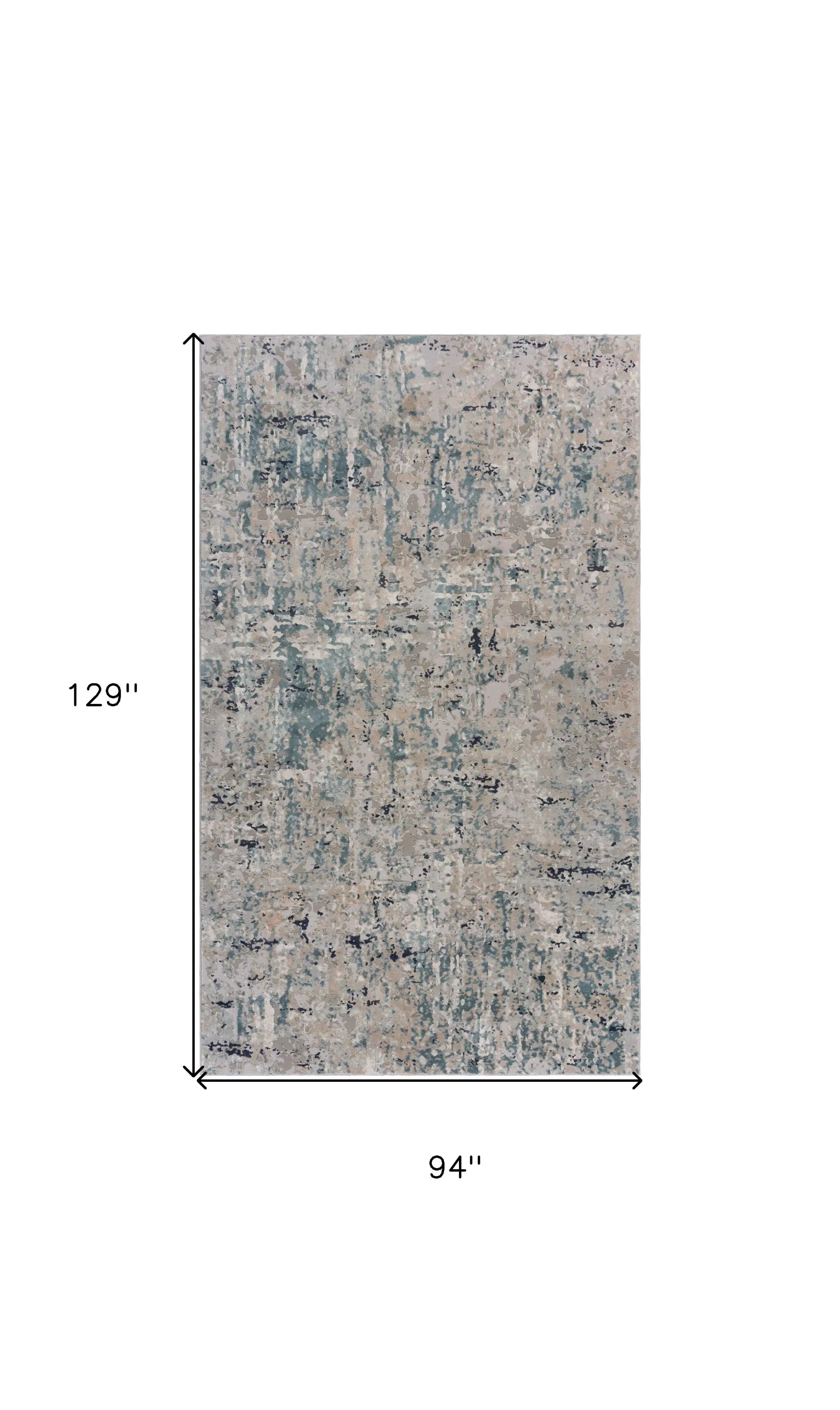 8' X 11' Gray Blue Taupe And Cream Abstract Distressed Stain Resistant Area Rug Homeroots Home Decor