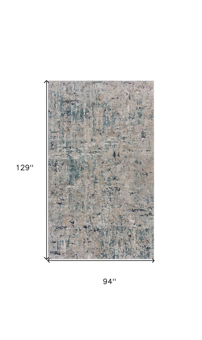 8' X 11' Gray Blue Taupe And Cream Abstract Distressed Stain Resistant Area Rug Homeroots Home Decor