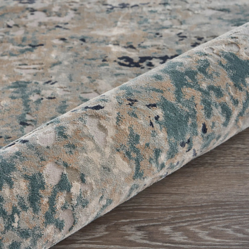 8' X 11' Gray Blue Taupe And Cream Abstract Distressed Stain Resistant Area Rug Homeroots Home Decor
