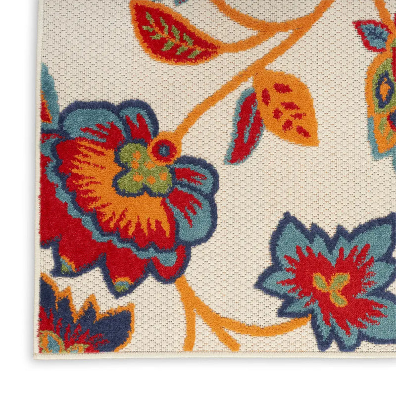 8' X 11' Gray Blue and Orange Floral Non Skid Indoor Outdoor Area Rug Homeroots Outdoor