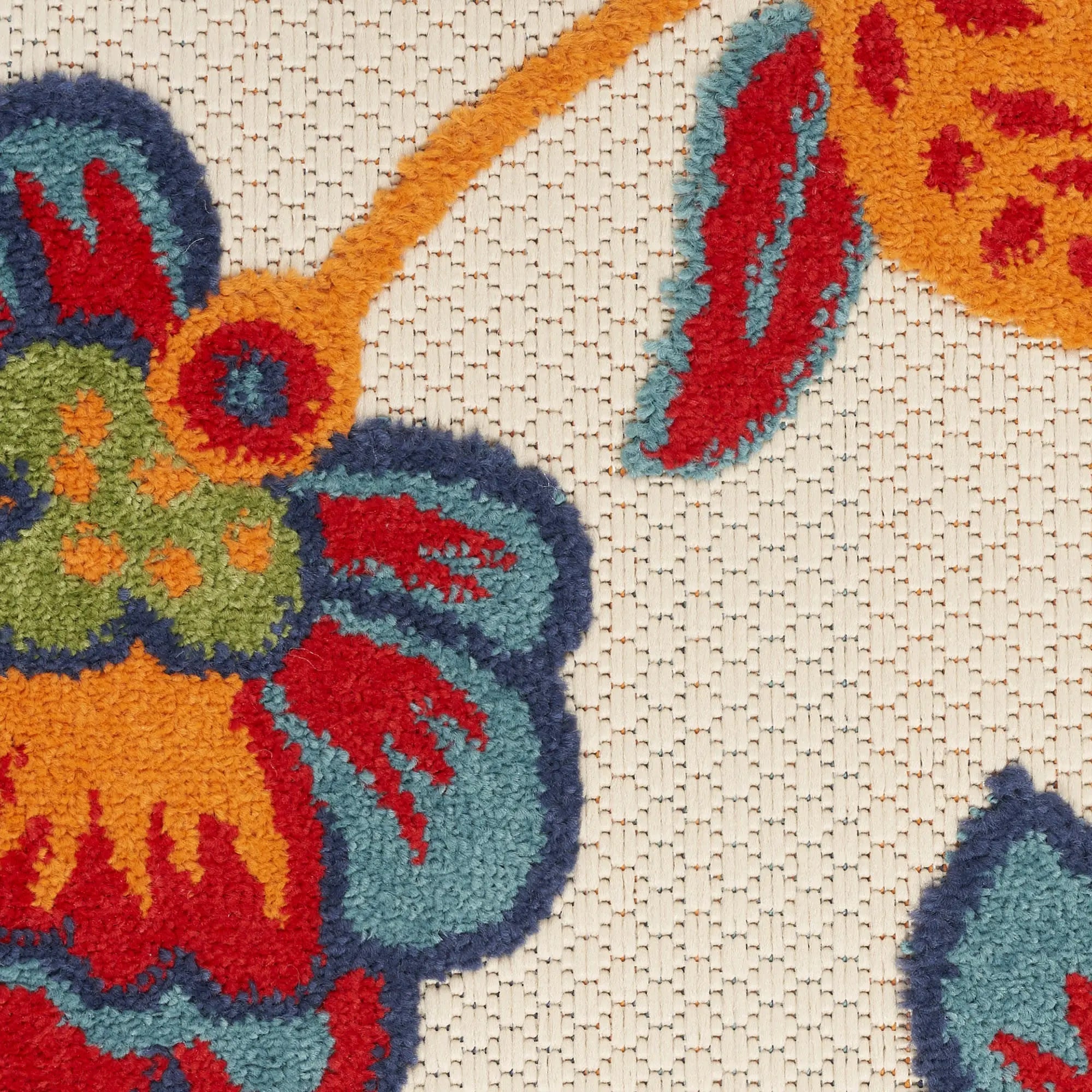 8' X 11' Gray Blue and Orange Floral Non Skid Indoor Outdoor Area Rug Homeroots Outdoor