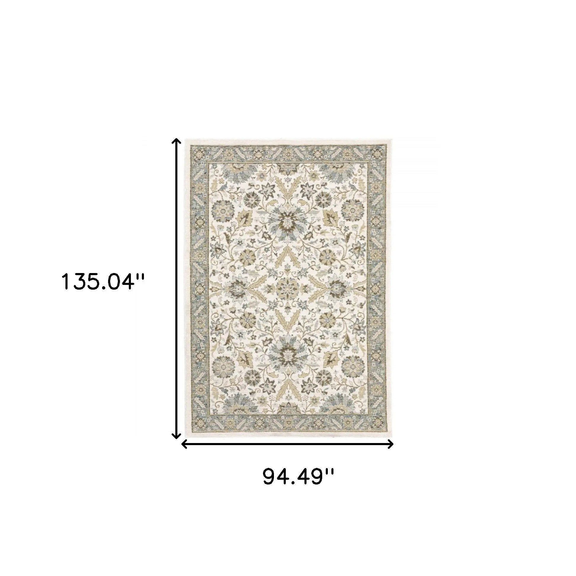 8' X 11' Gray and Ivory Oriental Power Loom Area Rug Homeroots Home Decor