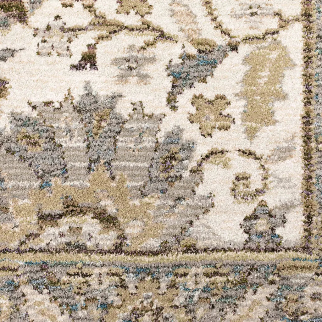 8' X 11' Gray and Ivory Oriental Power Loom Area Rug Homeroots Home Decor