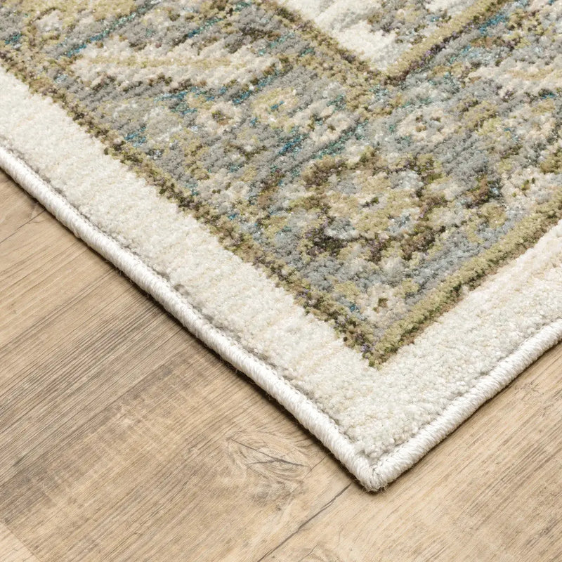 8' X 11' Gray and Ivory Oriental Power Loom Area Rug Homeroots Home Decor