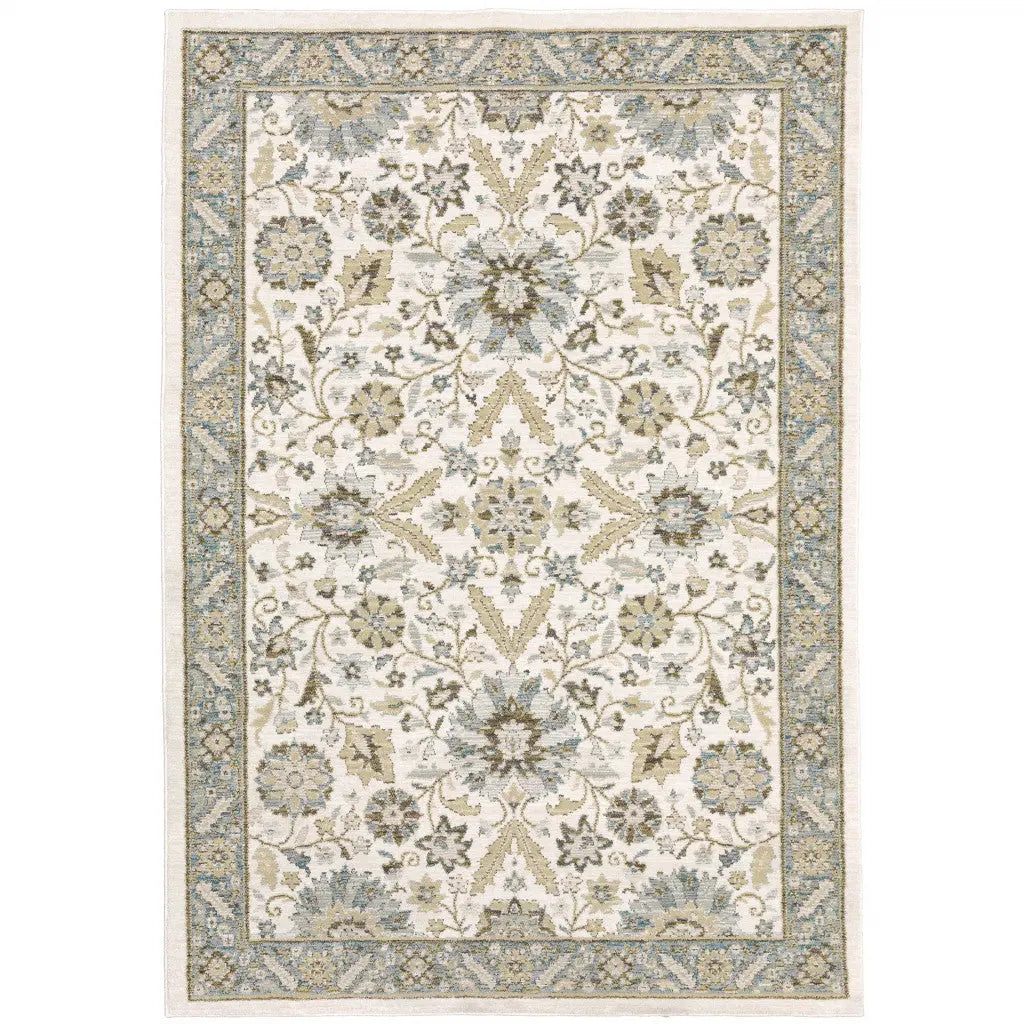 8' X 11' Gray and Ivory Oriental Power Loom Area Rug Homeroots Home Decor