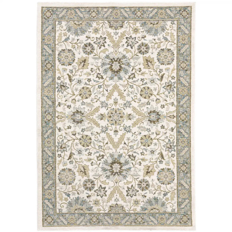 8' X 11' Gray and Ivory Oriental Power Loom Area Rug Homeroots Home Decor