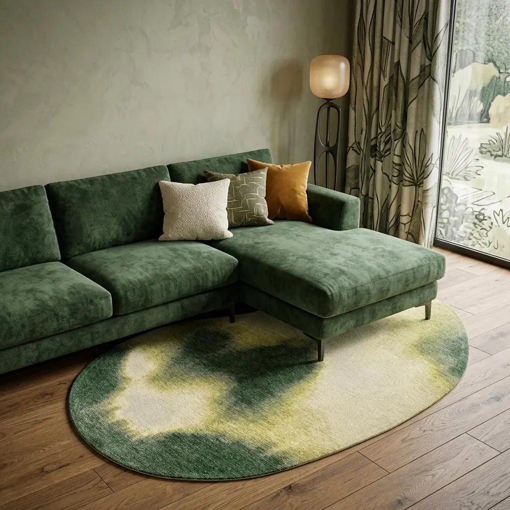 8' X 11' Green And White Abstract Washable Area Rug With UV Protection Homeroots Home Decor