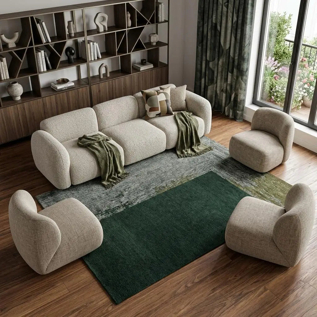 8' X 11' Green And White Abstract Washable Area Rug With UV Protection Homeroots Home Decor