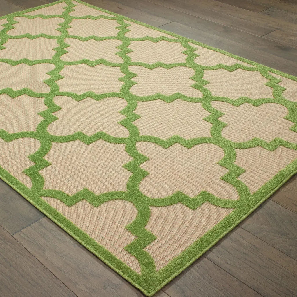 8' X 11' Green Geometric Stain Resistant Indoor Outdoor Area Rug Homeroots Outdoor