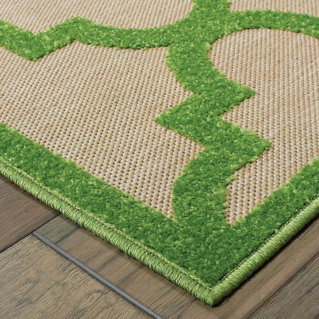 8' X 11' Green Geometric Stain Resistant Indoor Outdoor Area Rug Homeroots Outdoor