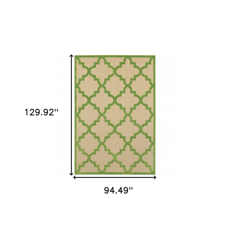 8' X 11' Green Geometric Stain Resistant Indoor Outdoor Area Rug Homeroots Outdoor