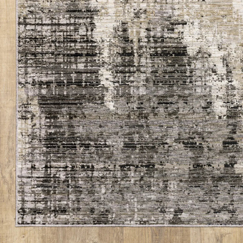 8' X 11' Grey Beige Charcoal Brown Tan And Ivory Abstract Power Loom Stain Resistant Area Rug Homeroots Home Decor