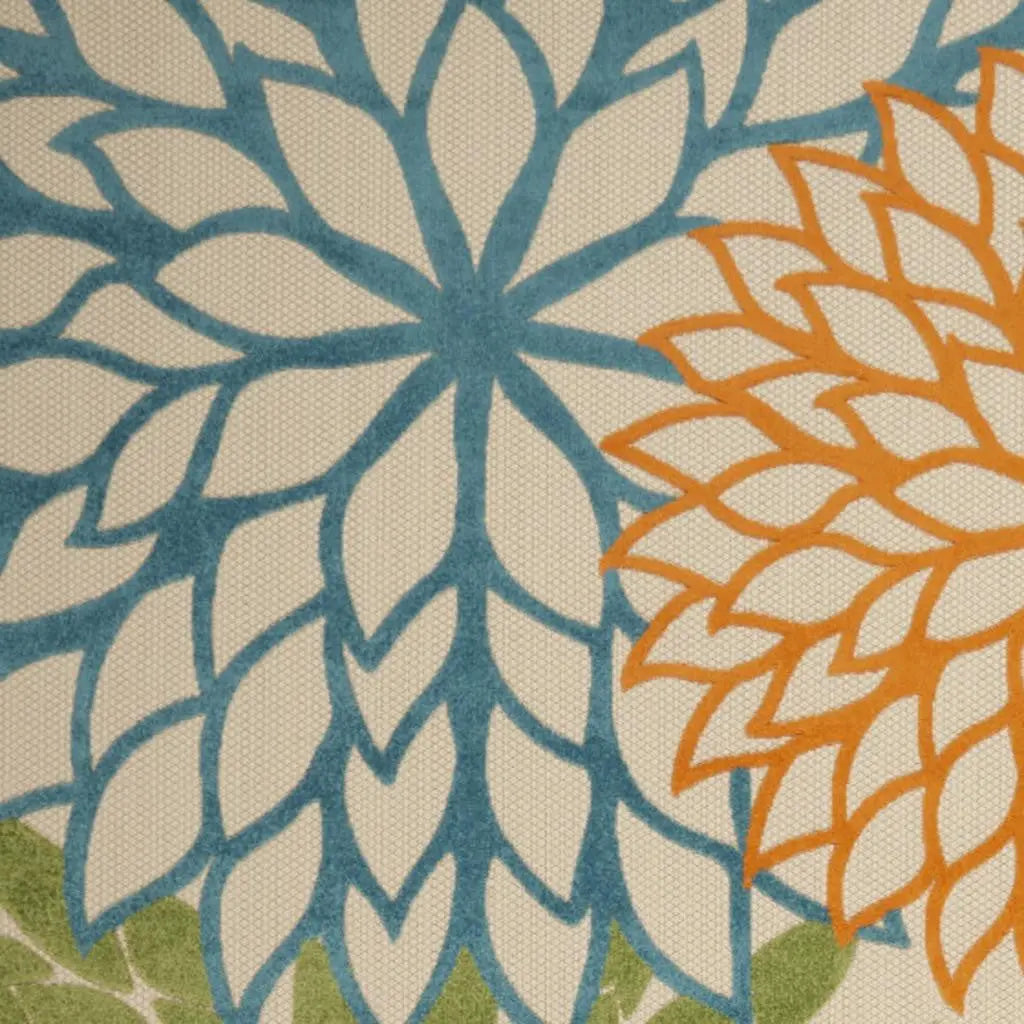 8' X 11' Ivory And Blue Indoor Outdoor Area Rug Homeroots Outdoor