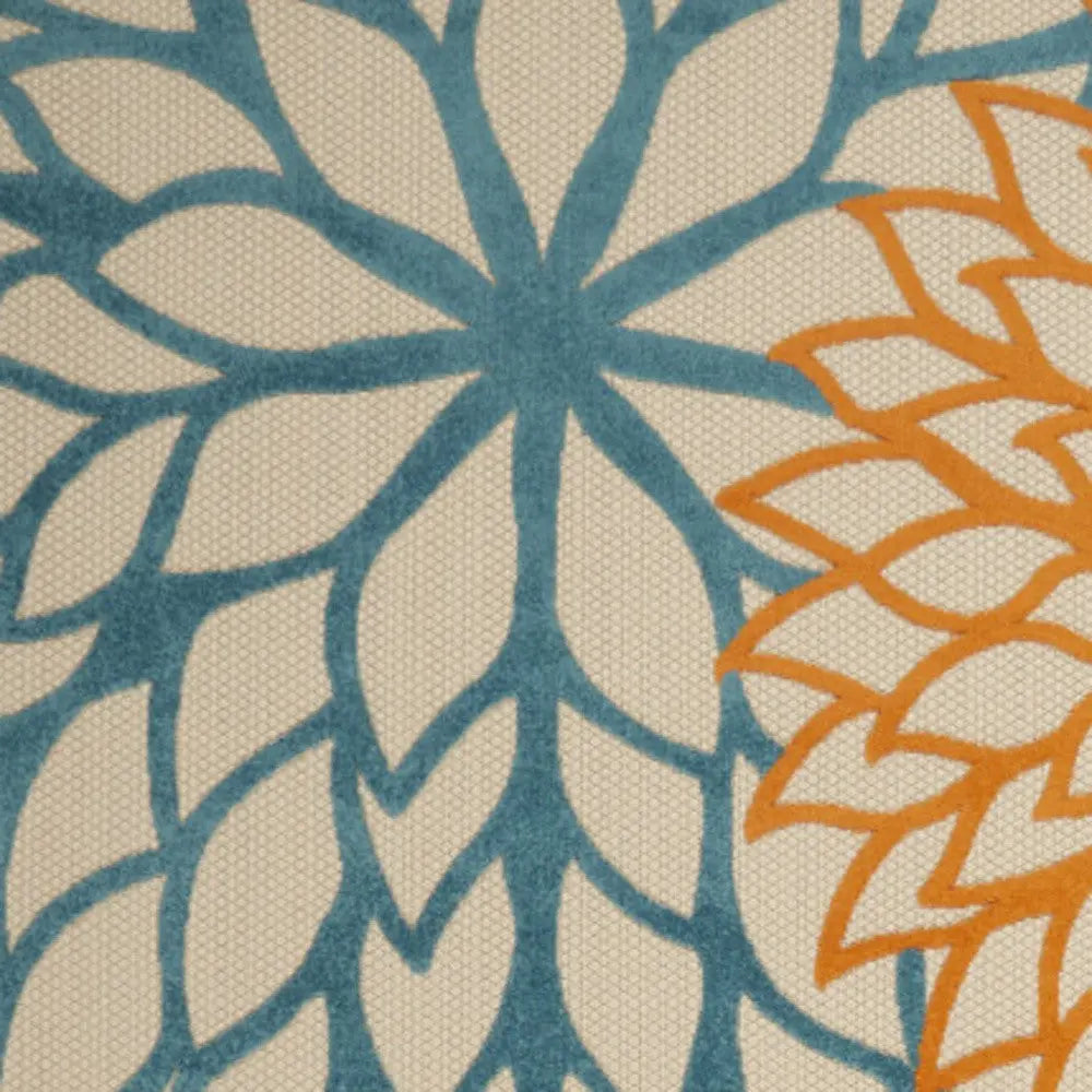 8' X 11' Ivory And Blue Indoor Outdoor Area Rug Homeroots Outdoor