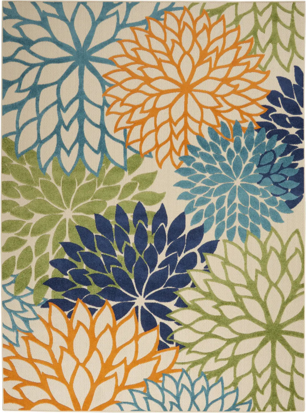 8' X 11' Ivory And Blue Indoor Outdoor Area Rug Homeroots Outdoor