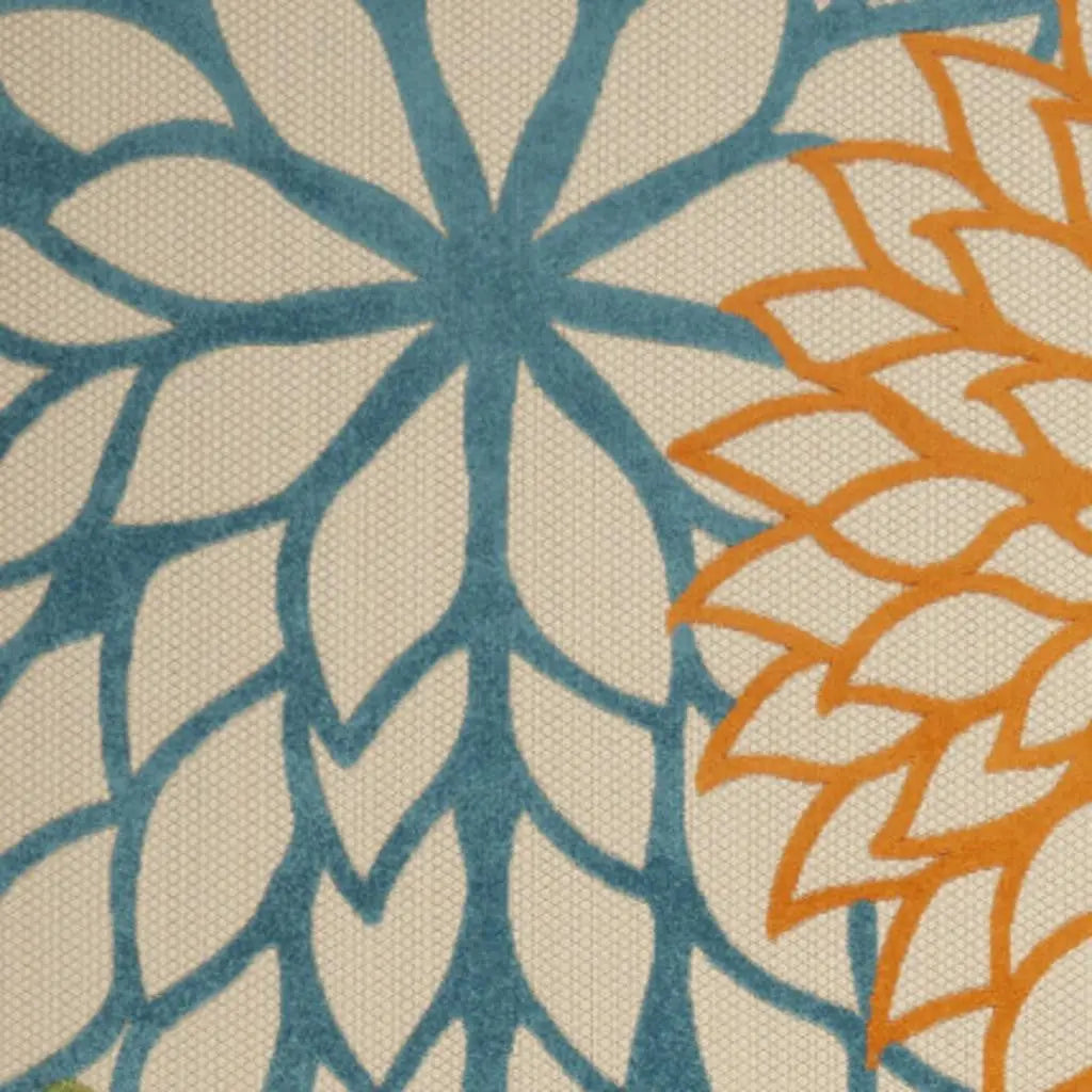 8' X 11' Ivory And Blue Indoor Outdoor Area Rug Homeroots Outdoor