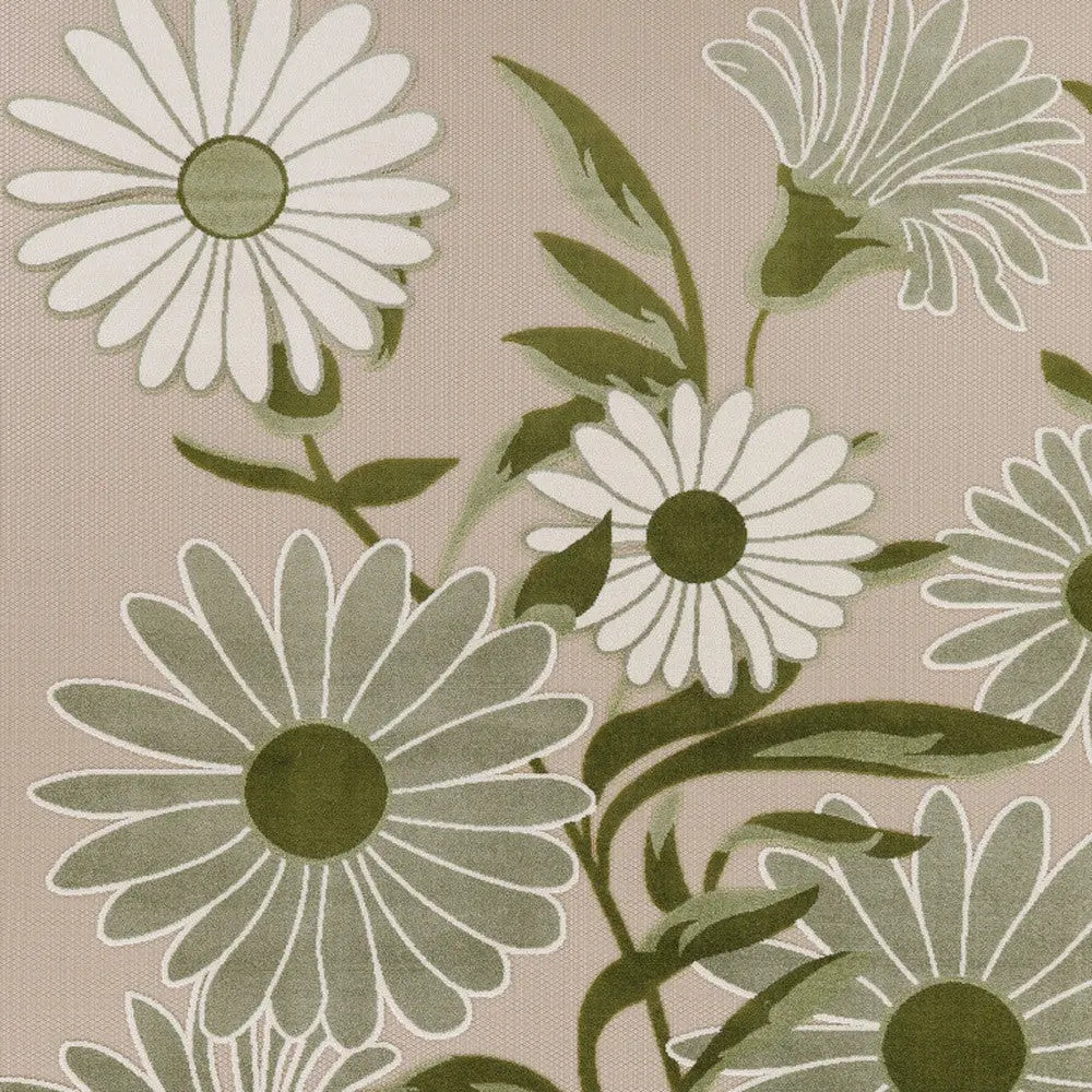 8' X 11' Ivory And Green Floral Indoor Outdoor Area Rug Homeroots Outdoor