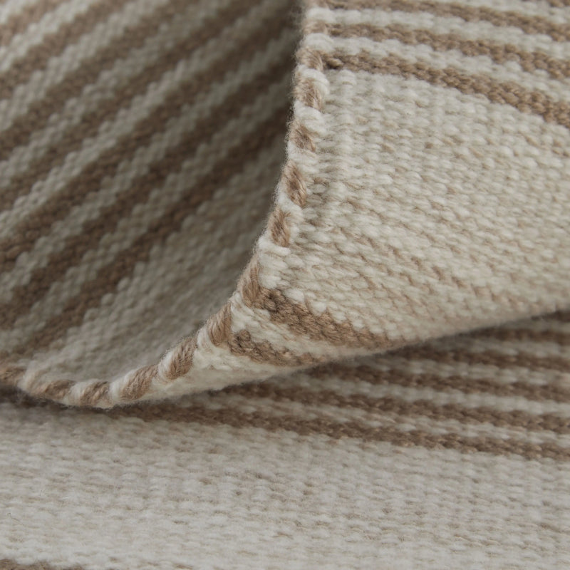 8' X 11' Ivory And Taupe Striped Hand Woven Area Rug Homeroots Outdoor