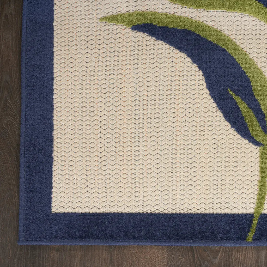 8' X 11' Ivory Blue and Orange Floral Non Skid Indoor Outdoor Area Rug Homeroots Outdoor