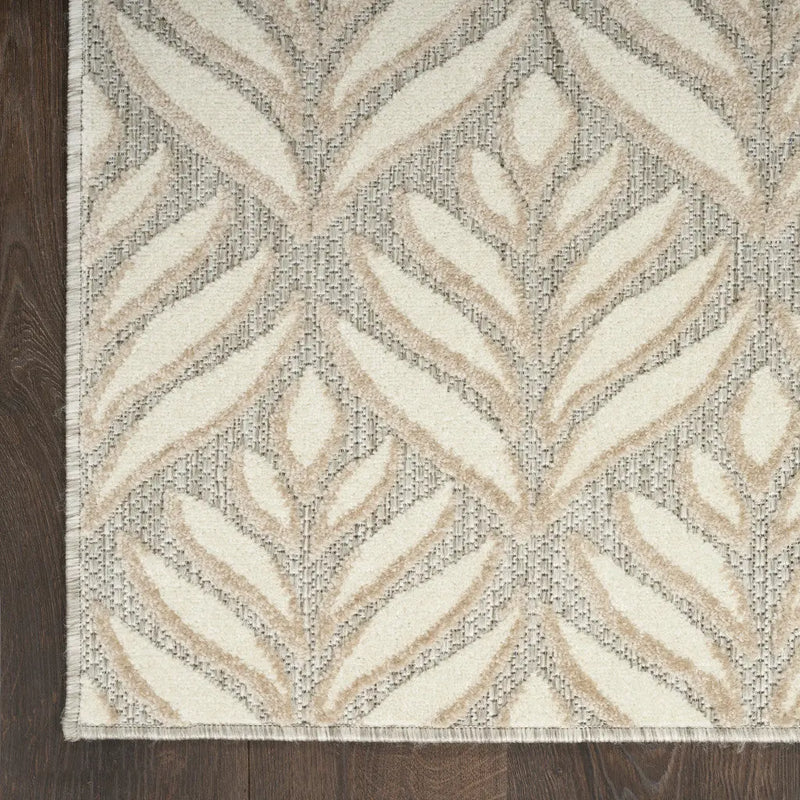 8' X 11' Ivory and Gray Floral Non Skid Indoor Outdoor Area Rug Homeroots Outdoor