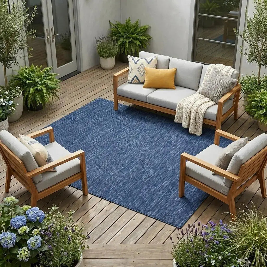 8' X 11' Navy Blue Indoor Outdoor Area Rug Homeroots Outdoor