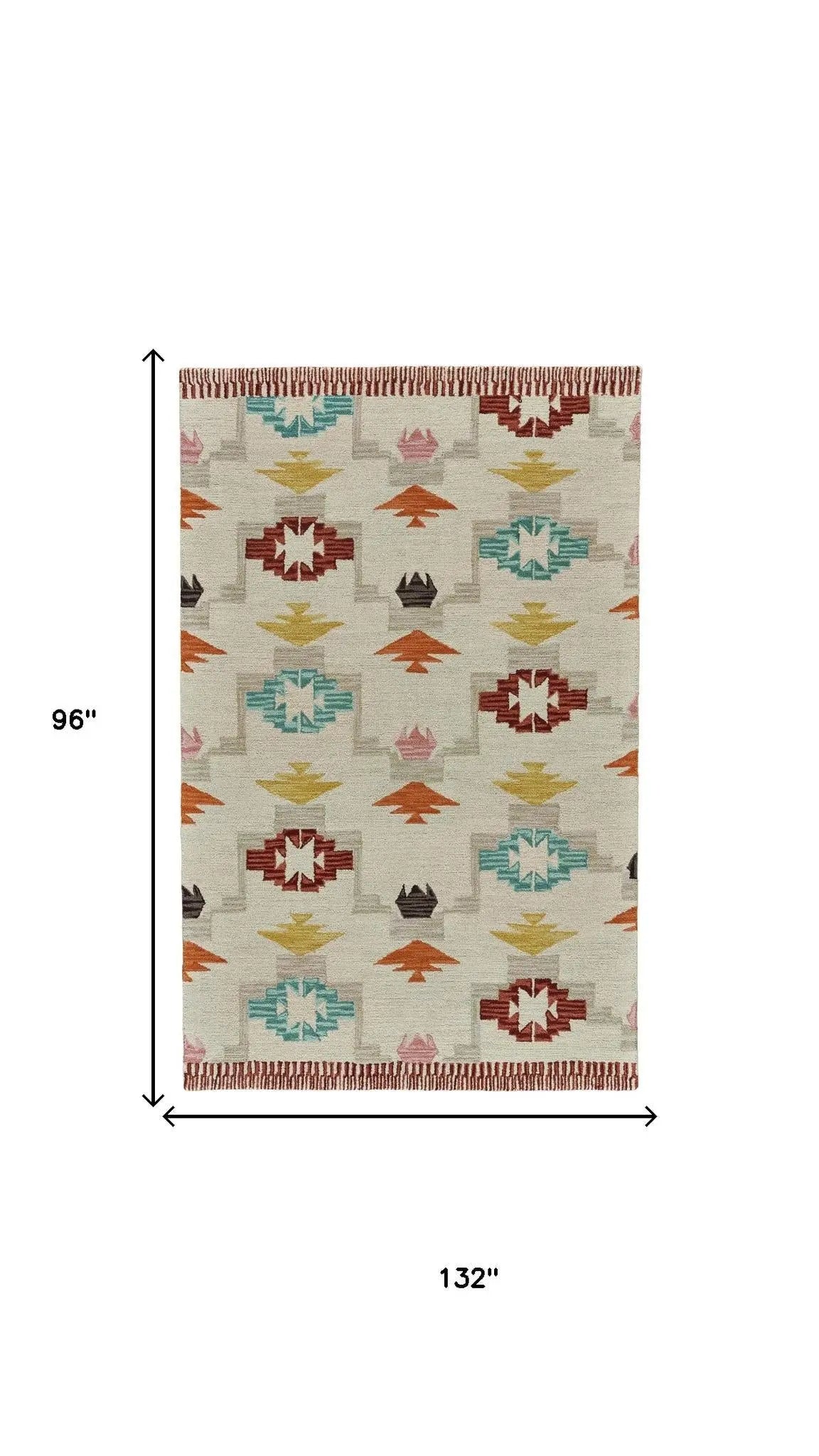 8' X 11' Red And Green Wool Geometric Hand Tufted Area Rug Homeroots Home Decor