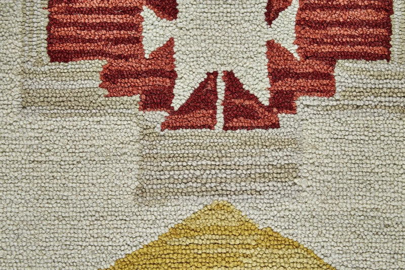 8' X 11' Red And Green Wool Geometric Hand Tufted Area Rug Homeroots Home Decor