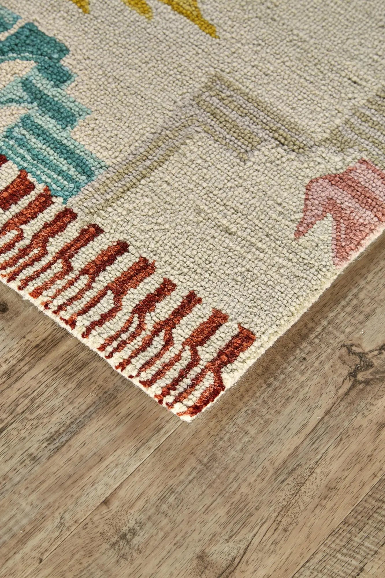 8' X 11' Red And Green Wool Geometric Hand Tufted Area Rug Homeroots Home Decor