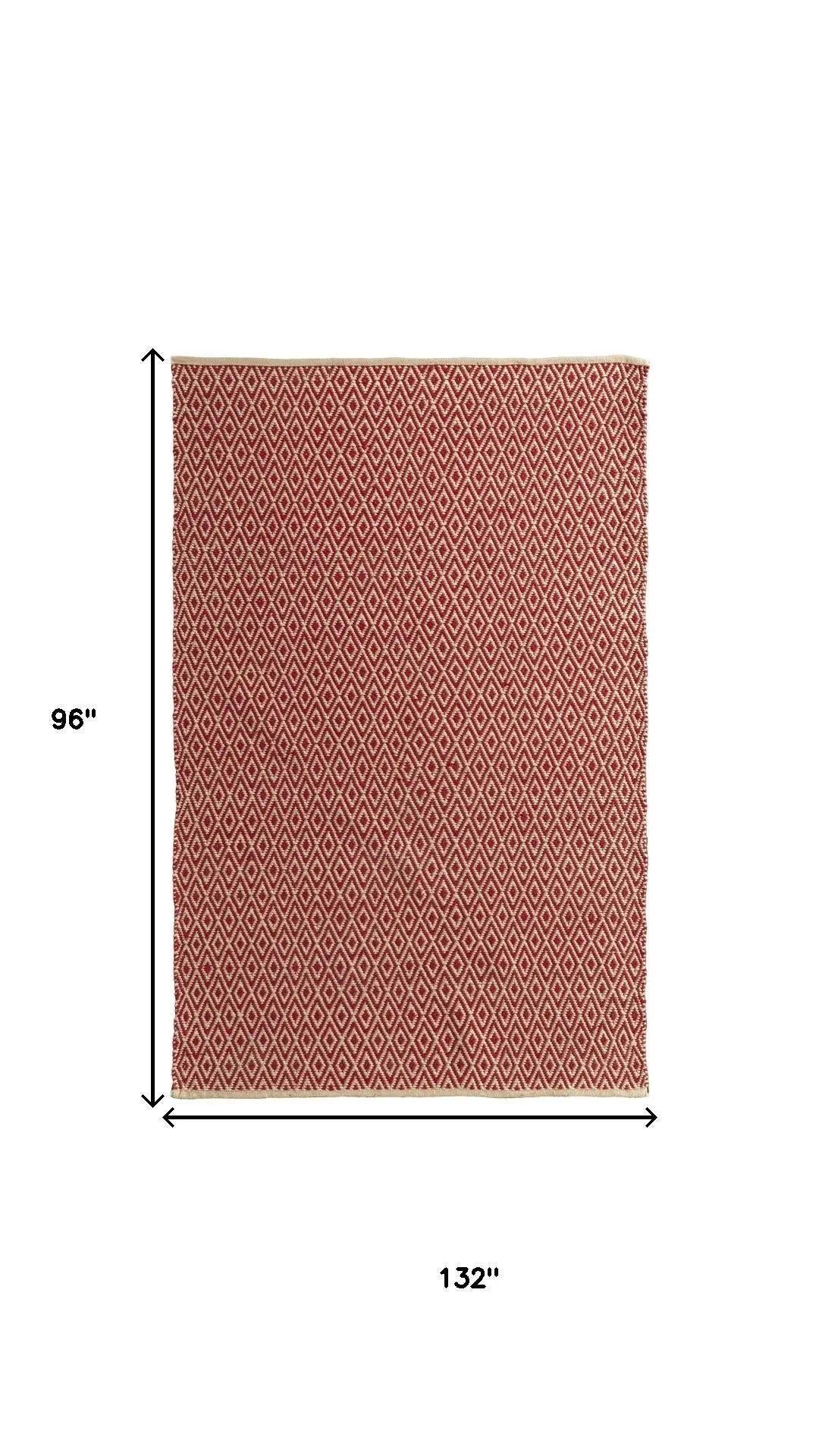 8' X 11' Red And Tan Geometric Hand Woven Area Rug Homeroots Home Decor