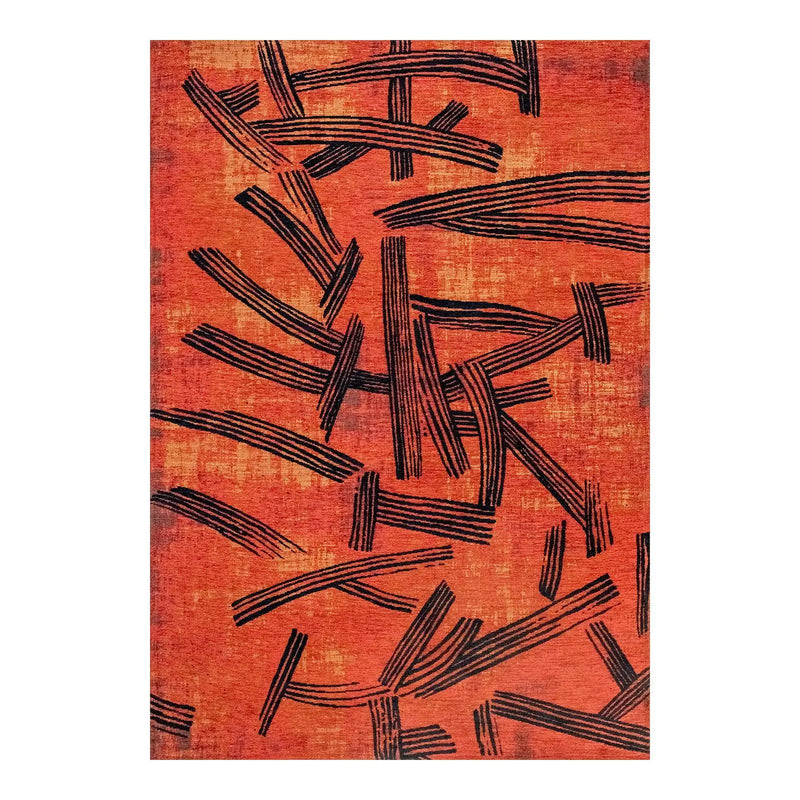 8' X 11' Red And White Abstract Washable Area Rug With UV Protection Homeroots Home Decor