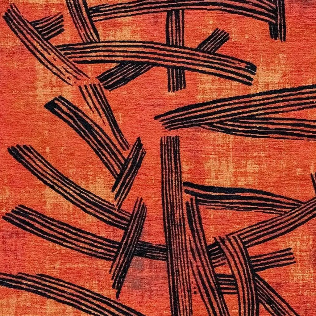8' X 11' Red And White Abstract Washable Area Rug With UV Protection Homeroots Home Decor