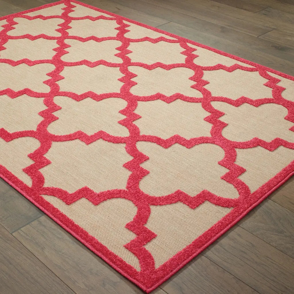 8' X 11' Red Geometric Stain Resistant Indoor Outdoor Area Rug Homeroots Outdoor