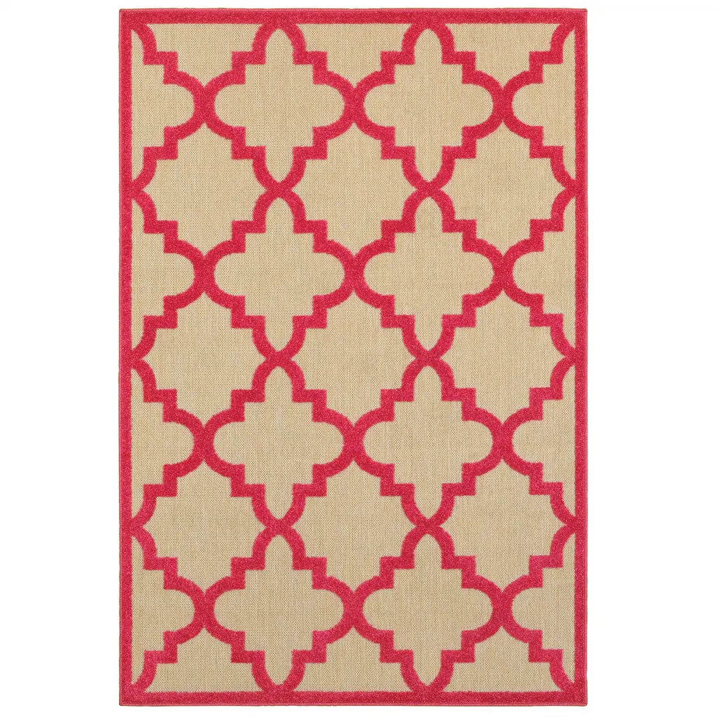 8' X 11' Red Geometric Stain Resistant Indoor Outdoor Area Rug Homeroots Outdoor