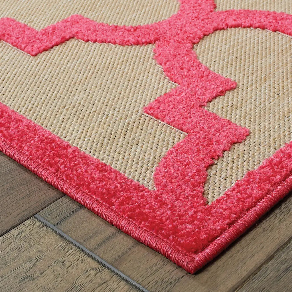 8' X 11' Red Geometric Stain Resistant Indoor Outdoor Area Rug Homeroots Outdoor