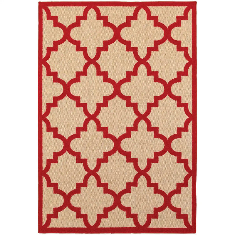 8' X 11' Red Geometric Stain Resistant Indoor Outdoor Area Rug Homeroots Outdoor