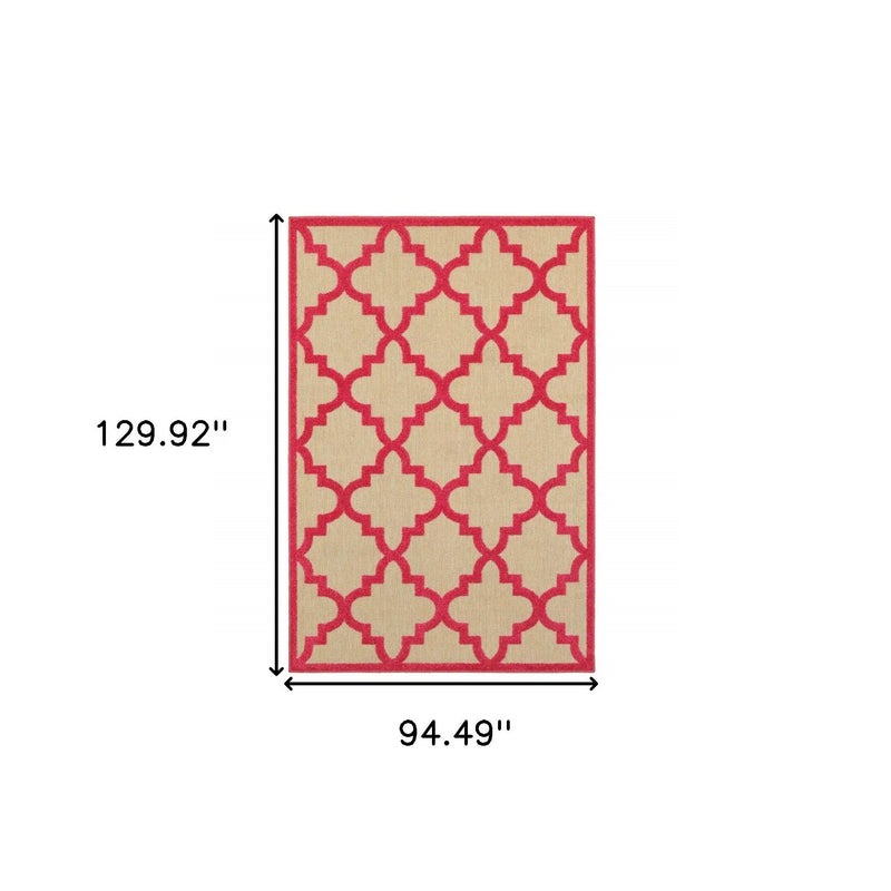 8' X 11' Red Geometric Stain Resistant Indoor Outdoor Area Rug Homeroots Outdoor