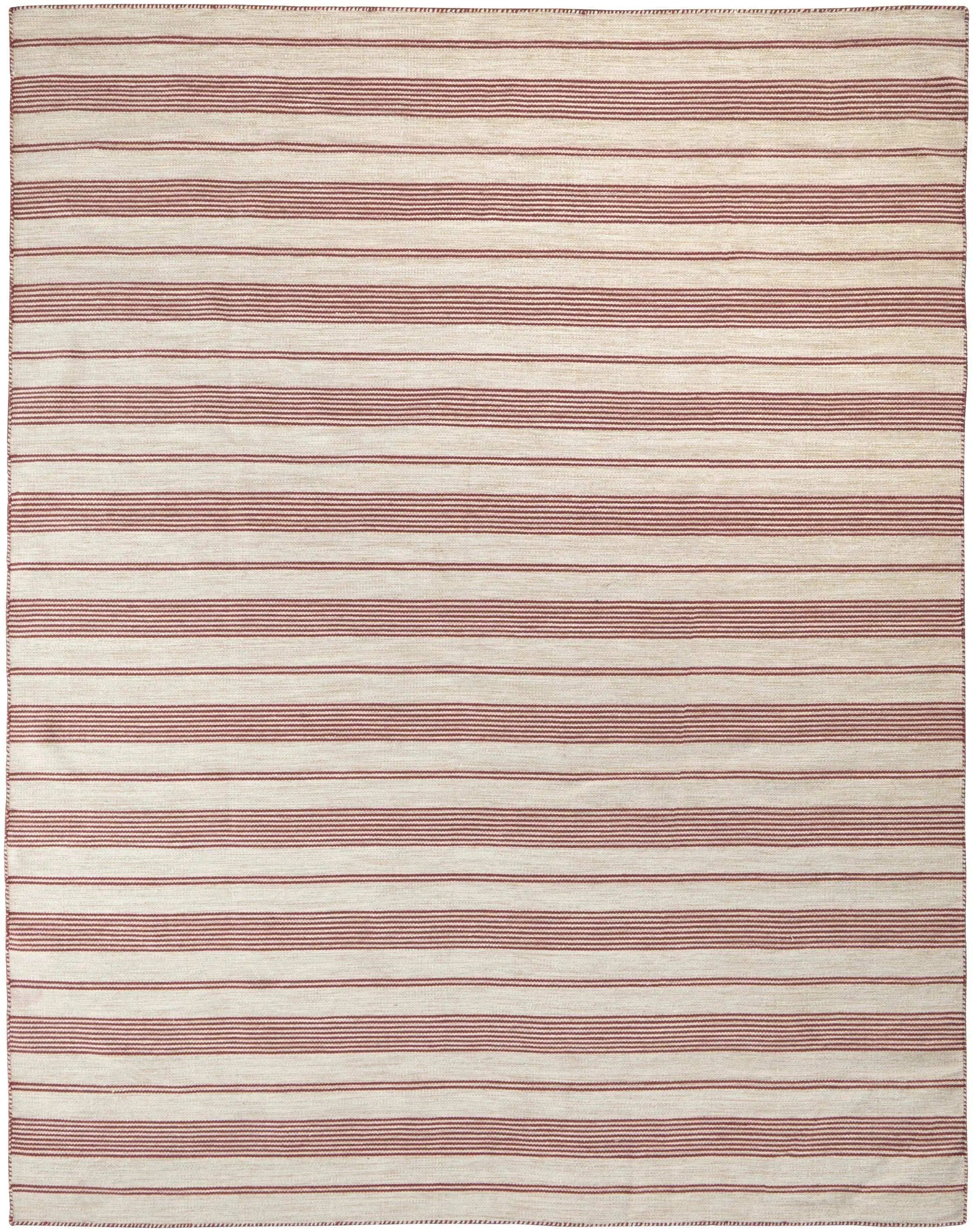 8' X 11' Red and Ivory Striped Hand Woven Area Rug Homeroots Outdoor