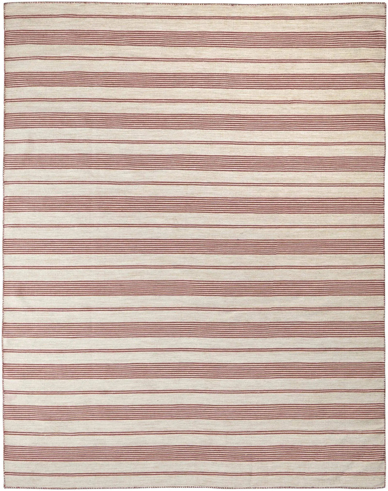 8' X 11' Red and Ivory Striped Hand Woven Area Rug Homeroots Outdoor