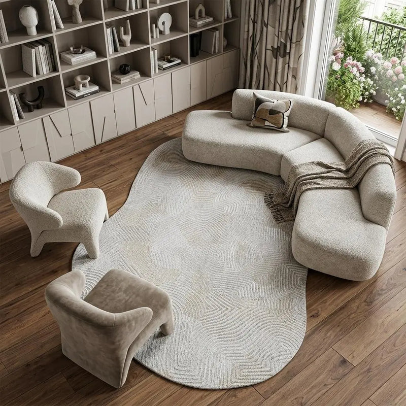 8' X 11' Tan And White Abstract Washable Area Rug With UV Protection Homeroots Home Decor