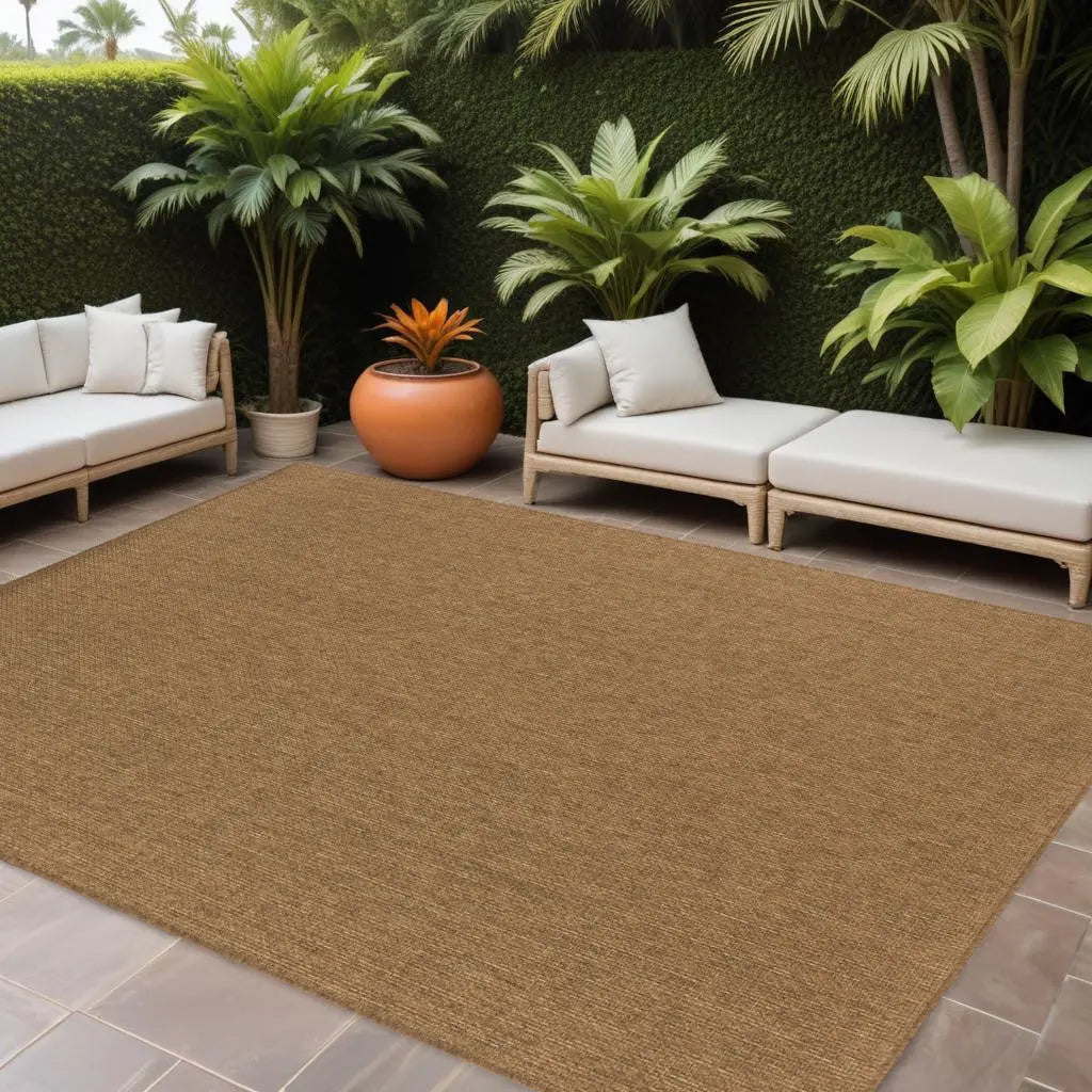 8' X 11' Tan Stain Resistant Indoor Outdoor Area Rug Homeroots Outdoor
