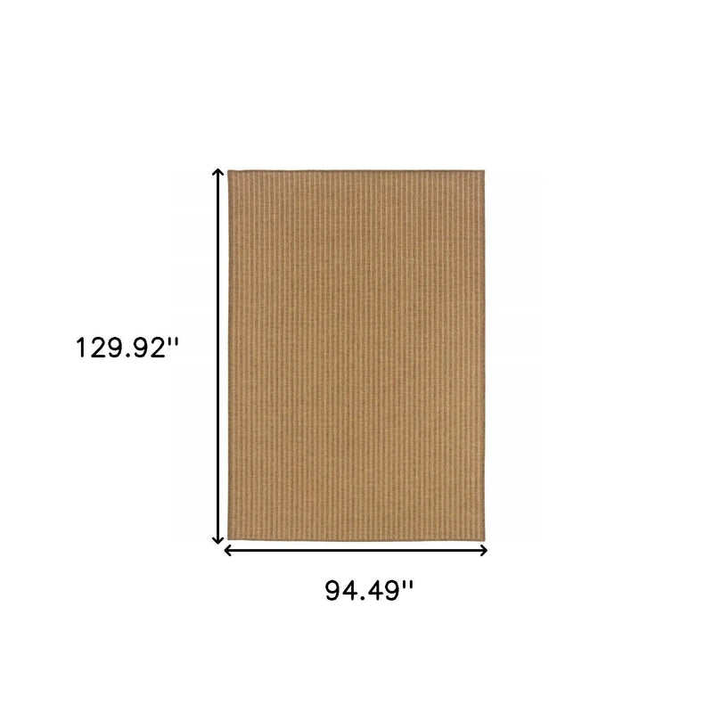 8' X 11' Tan Striped Stain Resistant Indoor Outdoor Area Rug Homeroots Outdoor